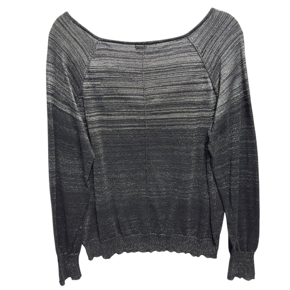 DKNY Jeans Cotton Shimmer Knit Drapey Cowl Neck Sweater - Picture 6 of 9